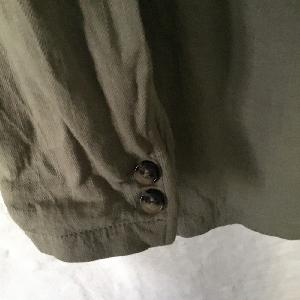 Zara Olive Green Linen Blend Button Over-Sized Blazer - Picture 8 of 14
